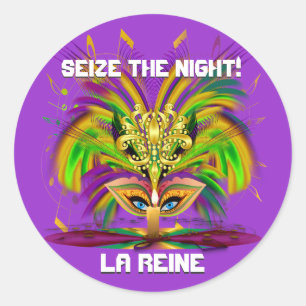 Sticker Rond Mardi Gras Queen Afficher les notes S'il vous plaî