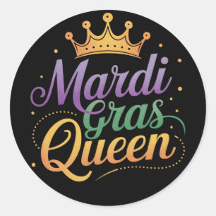 Sticker Rond Mardi Gras Queen Parade Costume Party