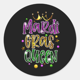 Sticker Rond Mardi Gras Queen Parade Costume Party Femmes Cadea