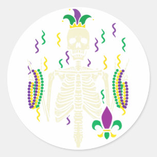 Sticker Rond Mardi Gras Rocker Skeleton Rock Outfit Homme Boys