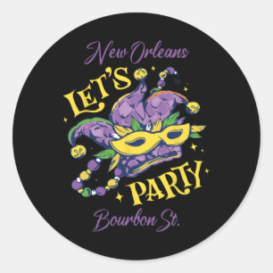 Sticker Rond Mardi Gras rue Bourbon La Nouvelle-Orléans Souveni