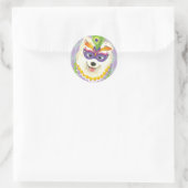 Sticker Rond Mardi Gras Samoyed (Sac)