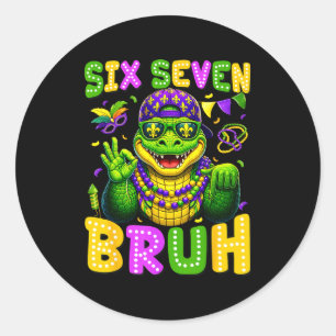 Sticker Rond Mardi gras six sept frère mardigator alligator 6 7