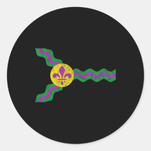 Sticker Rond Mardi Gras St Louis Drapeau Soulard en état de dét