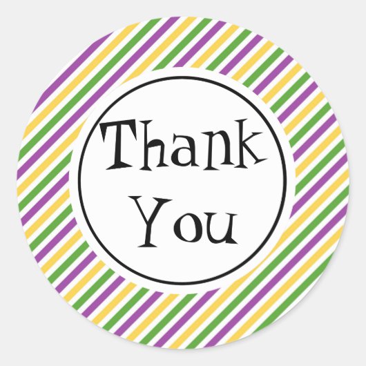 Sticker Rond Mardi Gras Stripe Anniversaire (Devant)