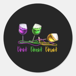 Sticker Rond Mardi Gras Tenue Pour Femmes Hommes Vins Fête Boir