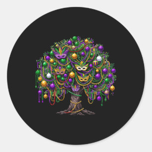 Sticker Rond Mardi Gras Tree Beads New Orleans 2025 Festival Be