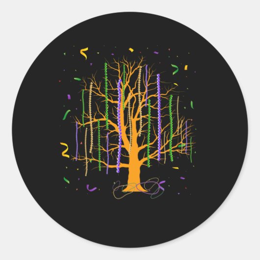 Sticker Rond Mardi gras Tree Beads Nouvelle-Orléans 2022 Waterc (Devant)