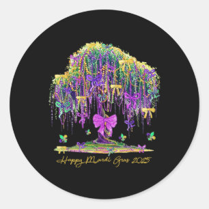 Sticker Rond Mardi Gras Tree Beads Nouvelle-Orléans 2025 Aquare