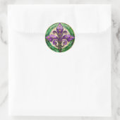 Sticker Rond Mardi Gras Vitrail Fleur de lis (Sac)