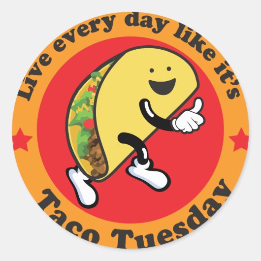 Sticker Rond Mardi Taco Tous Les Jours (Devant)