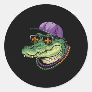 Sticker Rond Mardigator Alligator Bruh Mardi Gras Costume Ados