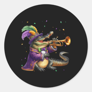 Sticker Rond Mardigator Mardi Gras Alligator Costume Hommes Fem