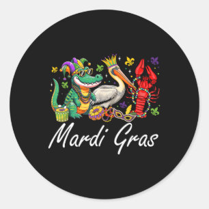 Sticker Rond Mardigator Mardi Gras Alligator Hommes Femmes Mard