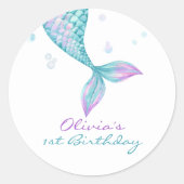 Sticker Rond Marée de sirènes sous la mer Anniversaire (Devant)