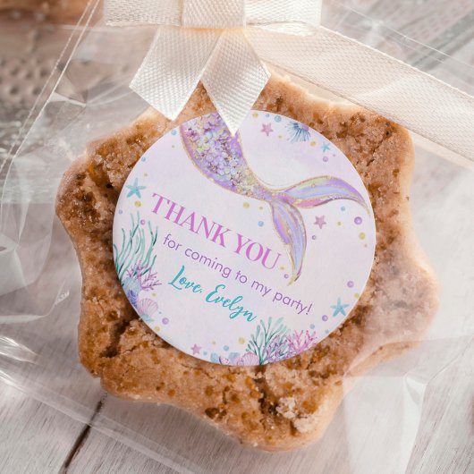 Sticker Rond Marée de sirènes sous la mer Anniversaire