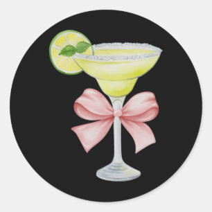 Sticker Rond Margarita Et Bow Coquette Cinco De Mayo