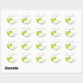 Sticker Rond Margarita Tequila Au Citron Aquarelle Enterrement  (Feuille)