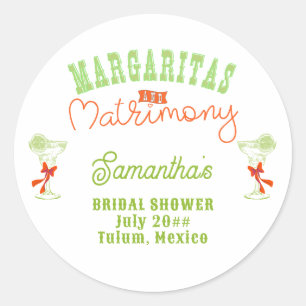 Sticker Rond Margaritas & Matrimony Tulum Enterrement de Vie de