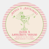 Sticker Rond Marges rétro & Mariage Bachelorette Favoriser (Devant)
