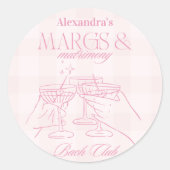 Sticker Rond Marges Roses Et Bachelorette De Mariage (Devant)