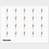 Sticker Rond Margot Robbie en Barbie originale (Feuille)