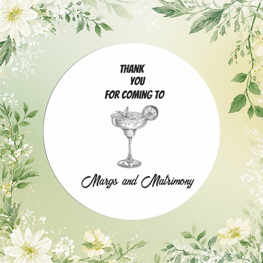 Sticker Rond margs noirs et blancs et mariage merci