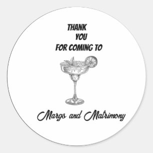 Sticker Rond margs noirs et blancs et mariage merci
