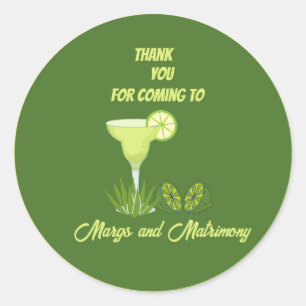 Sticker Rond margs verts sauge et mariage merci