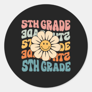 Sticker Rond Marguerite de 5e année Colorée Retour à l'école 5e