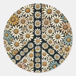 Sticker Rond Marguerite des signes de paix