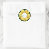 Sticker Rond Marguerite jaune Mon Monogramme Vert (Sac)