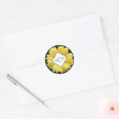 Sticker Rond Marguerite jaune Mon Monogramme Vert (Enveloppe)