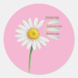 Sticker Rond Marguerite "Je t'aime, je ne t'aime pas" - Aquarel