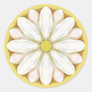 Sticker Rond Marguerites blanches sur le jaune d'or