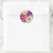 Sticker Rond Marguerites Gerbera multicolores (Sac)