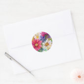 Sticker Rond Marguerites Gerbera multicolores (Enveloppe)