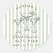 Sticker Rond Marguerites Rétro Modernes et Mariage Rayé Bach (Devant)