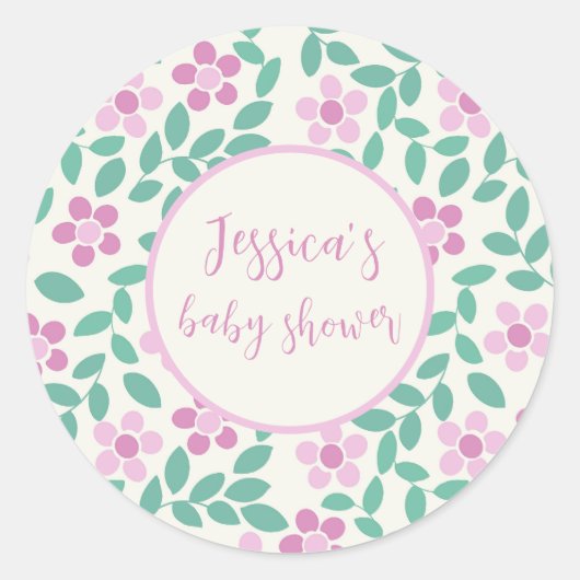 Sticker Rond Marguerites roses (Devant)
