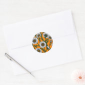 Sticker Rond Marguerites sur orange (Enveloppe)