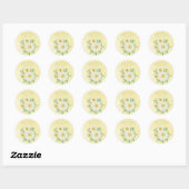 Sticker Rond Marguerites Typographie florale jaune blanc (Feuille)