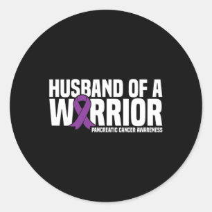 Sticker Rond Mari D'Un Guerrier Pancréatique Cancer Sensibilisa