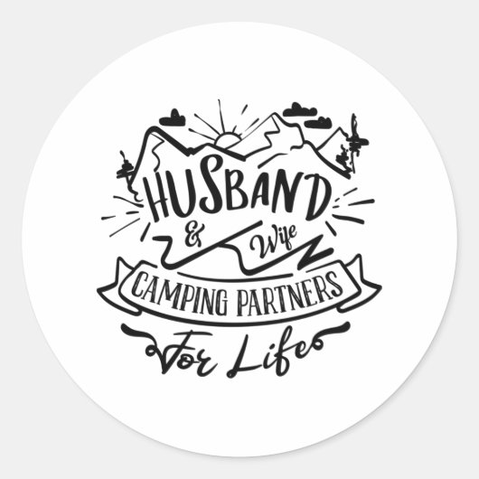 Sticker Rond mari et femme partenaires de camping à vie (Devant)