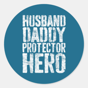 Sticker Rond Mari Papa Protecteur Héros Papa