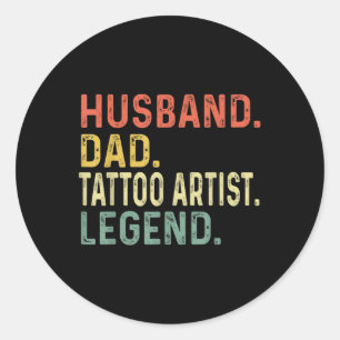 Sticker Rond Mari papa tatouage Artiste Légende Drôle Retro Cad