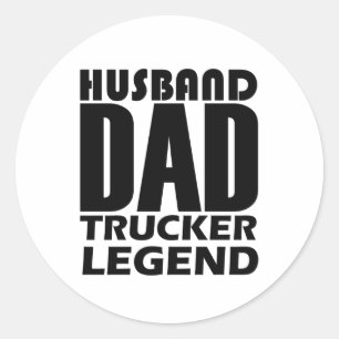 Sticker Rond Mari Papa Trucker Légende Funny Truck Driver