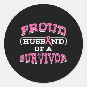 Sticker Rond Mari Pink Cancer du sein Survivant Sensibilisation