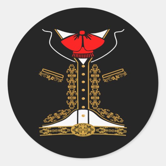 Sticker Rond Mariachi Charro Costume Mexicain Pour Cinco De May (Devant)
