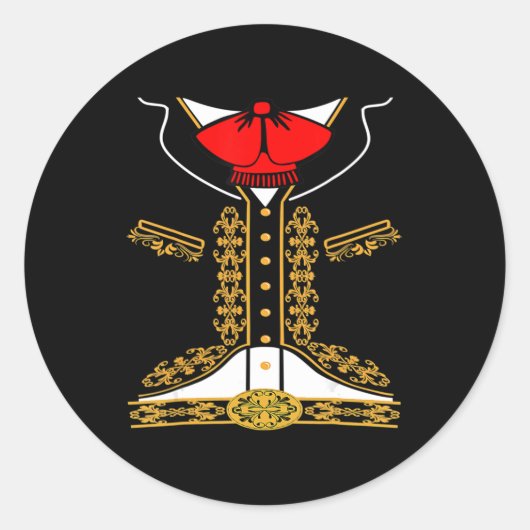 Sticker Rond Mariachi Charro Costume Mexicain Pour Cinco De May (Devant)