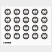 Sticker Rond Mariage 3 Monogrammes noir et blanc (Feuille)